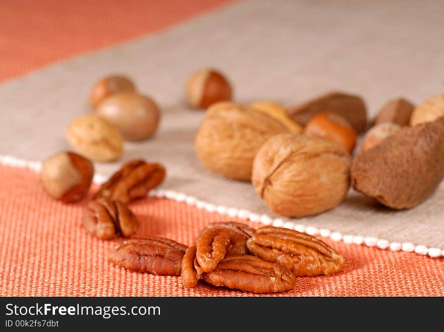 A variety of mixed nuts on a table