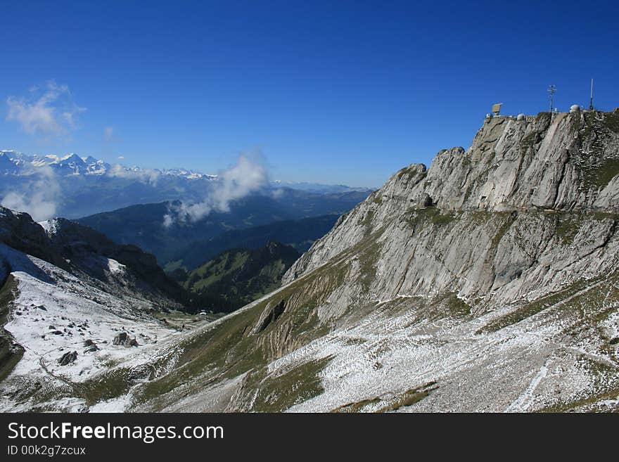 A view of the Swiss Alps from the top of Mount Pilauts. A view of the Swiss Alps from the top of Mount Pilauts.