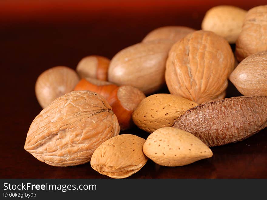 Assortment of fresh whole nuts