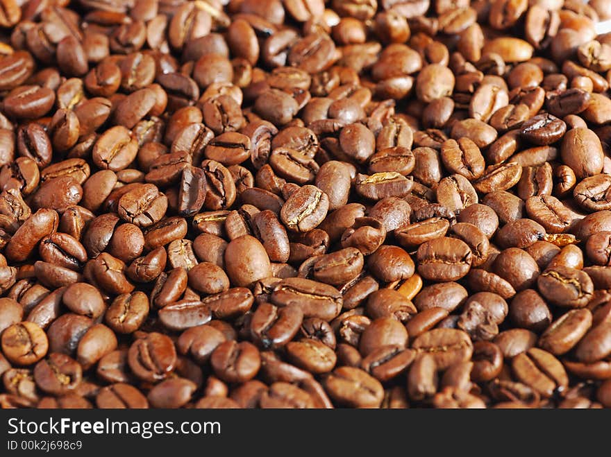 Closeup of delicious coffee grains