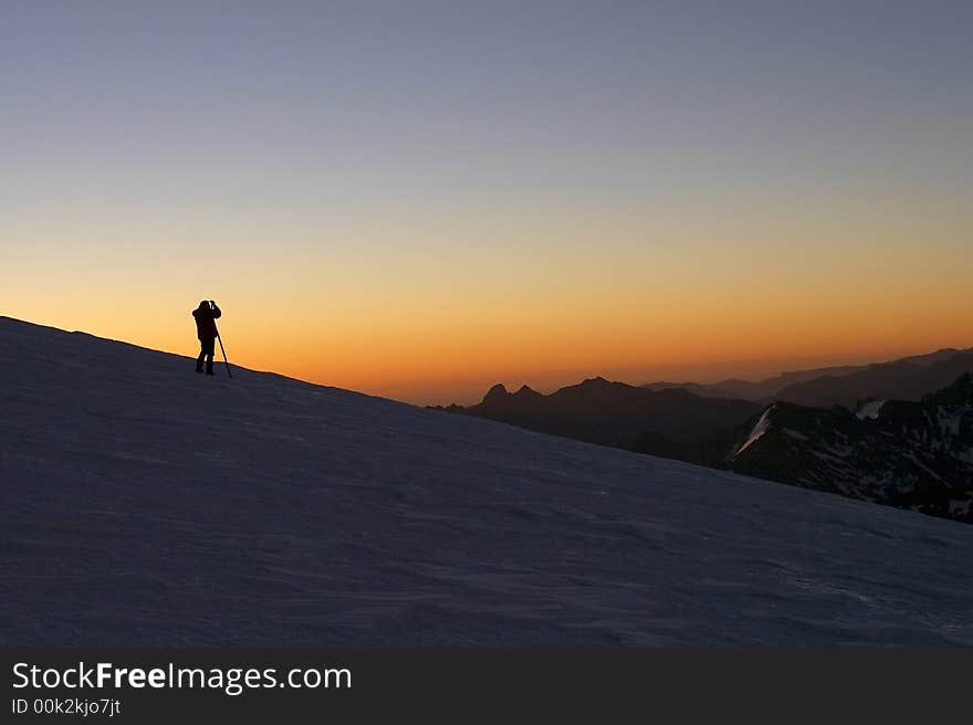 Sunrise in  the Caucasus Mountains near Elbrus. Russia. Sunrise in  the Caucasus Mountains near Elbrus. Russia