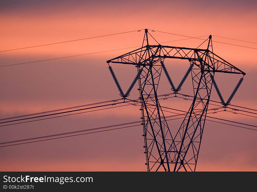 Power elettric in the sunset, sicilian landscape