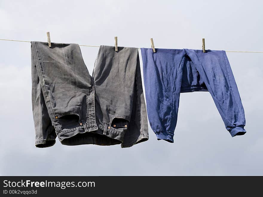 Clothes hangs on the clothesline