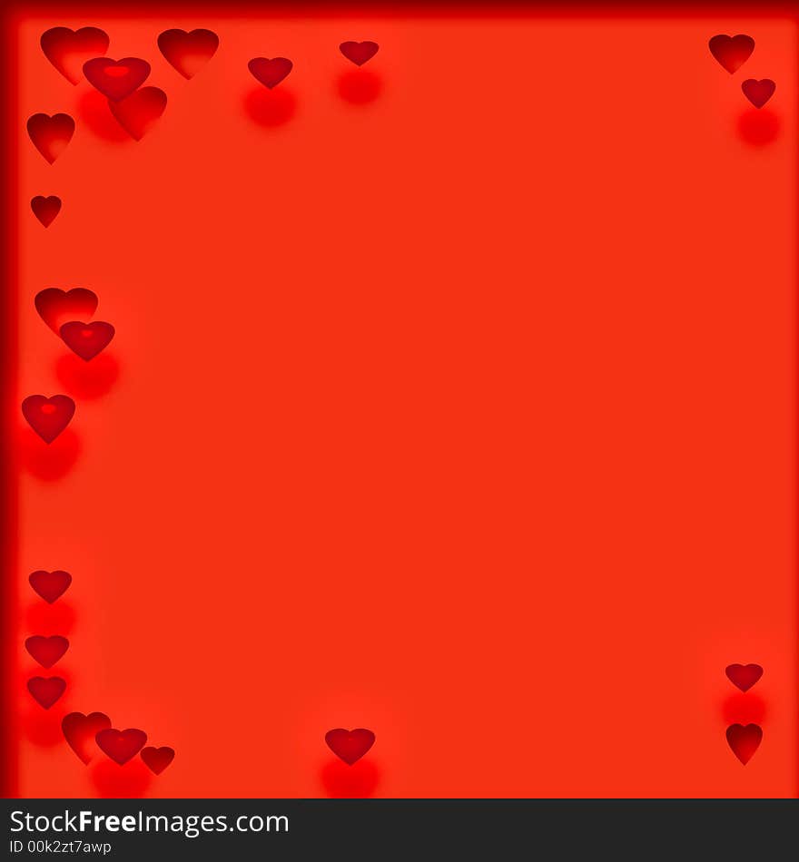 Red hearts cutout