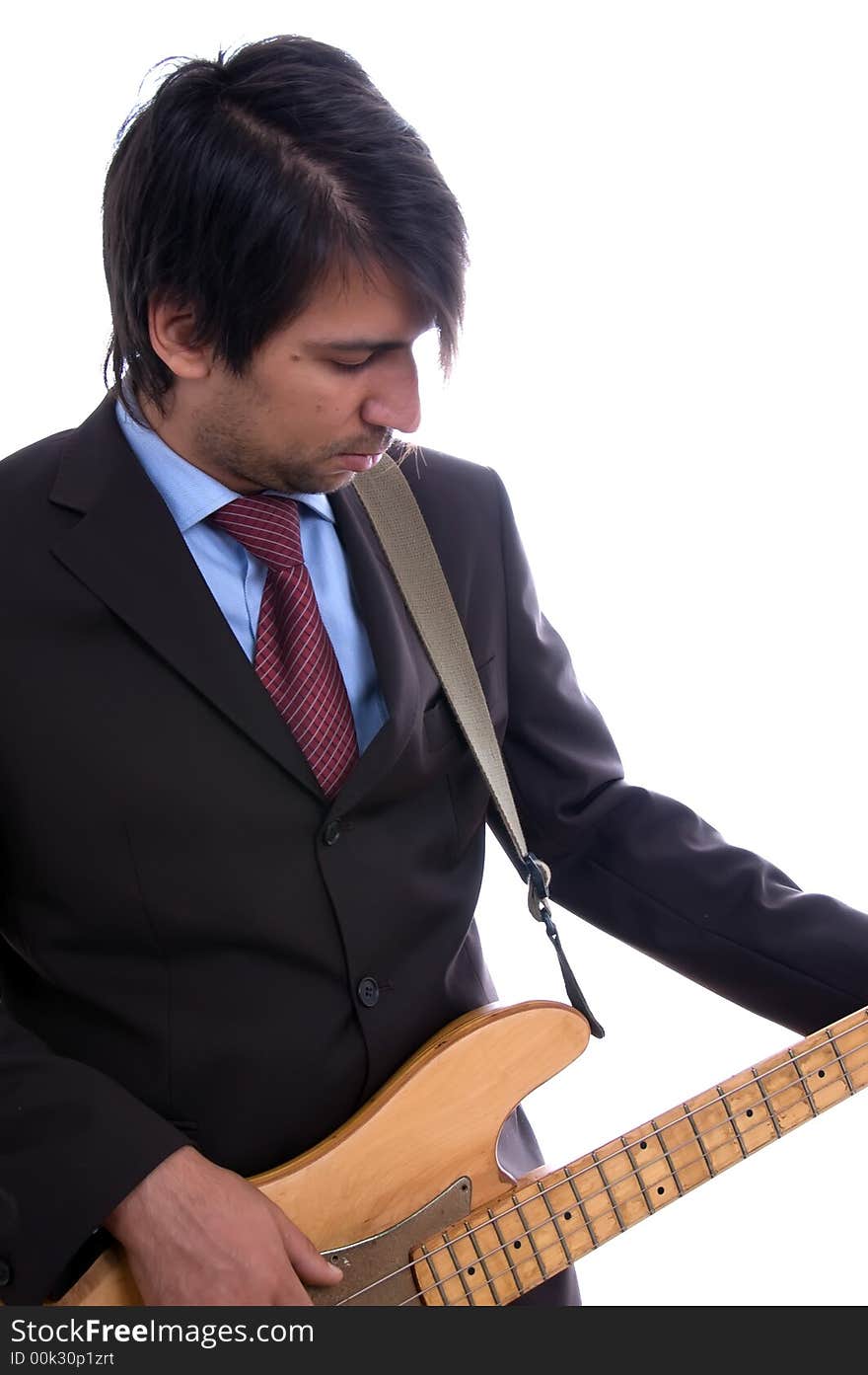 Guitar artist on white background