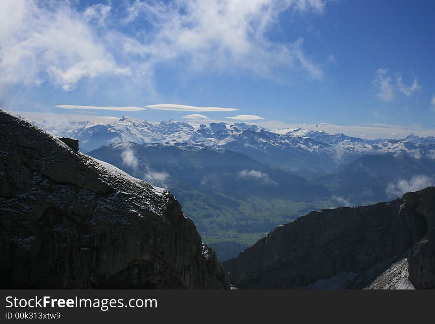 A view of the Swiss Alps from the top of Mount Pilauts. A view of the Swiss Alps from the top of Mount Pilauts.