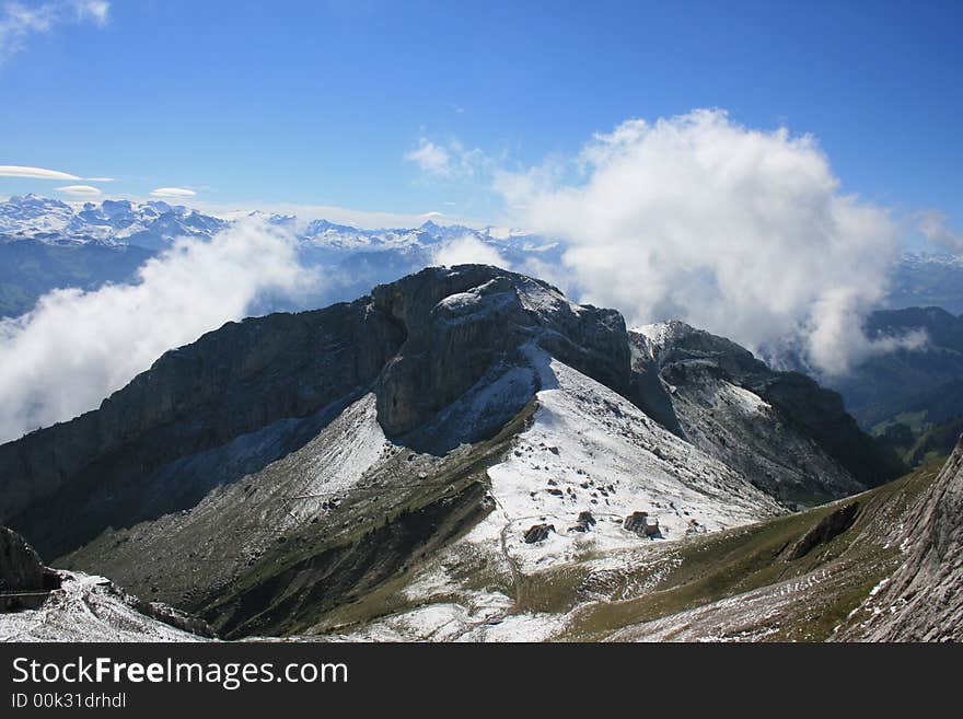 The View from Mount Pilatus in the Swiss Alps. The View from Mount Pilatus in the Swiss Alps.