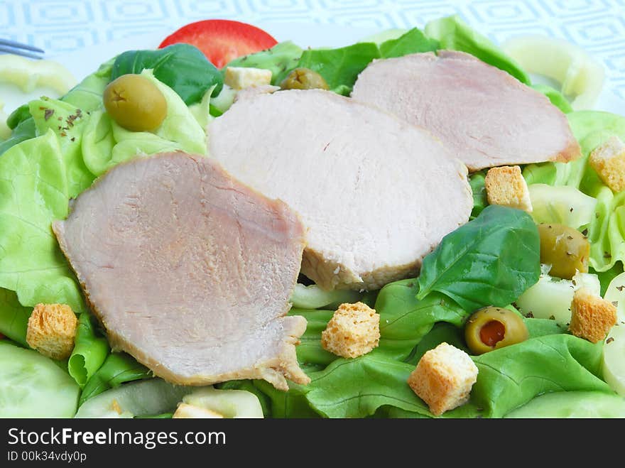 Tomato-lettuce Salad With Pork