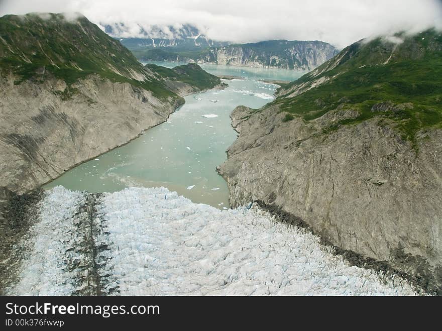 A glacier and mountains near Skagway Alaska. A glacier and mountains near Skagway Alaska