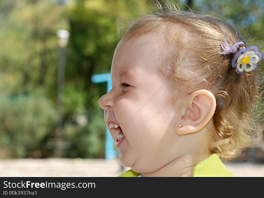 Laughing the girl. The girl age - 2 years