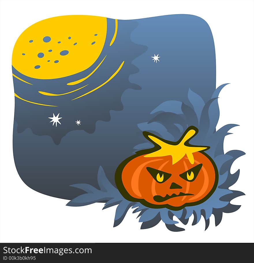 Gloomy pumpkin and moon