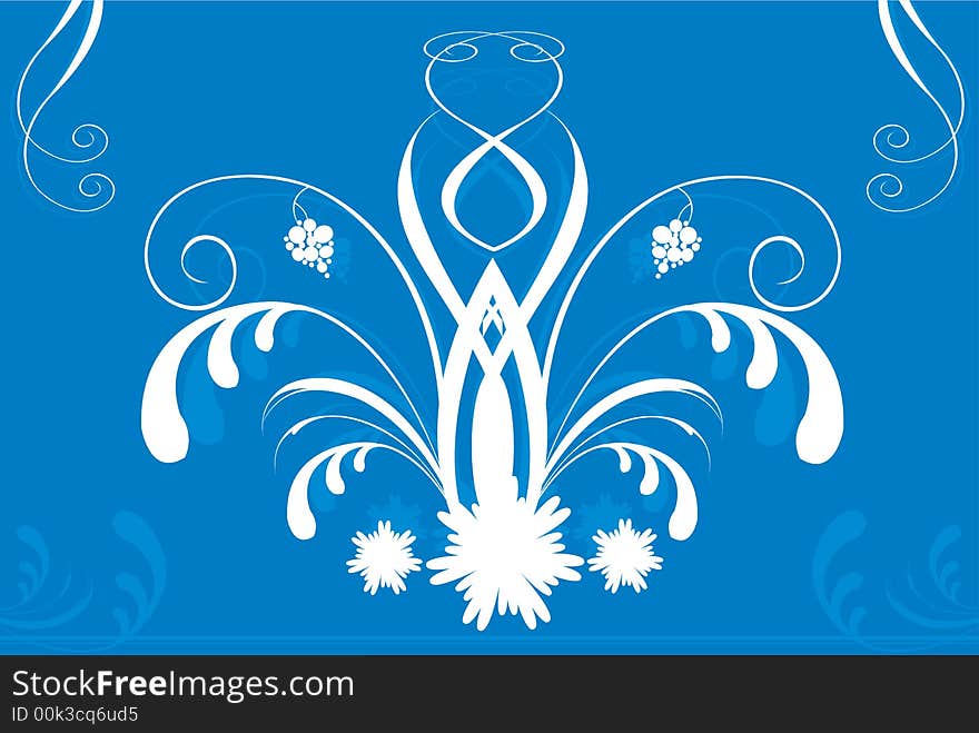 Floral design on  blue  background. Floral design on  blue  background