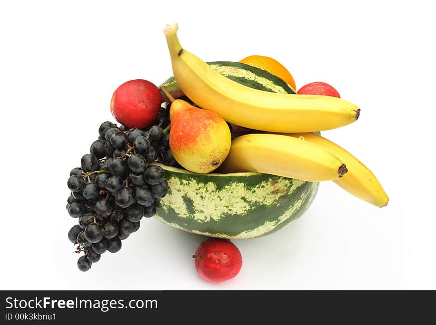 On a photo basket with fruit. On a photo basket with fruit