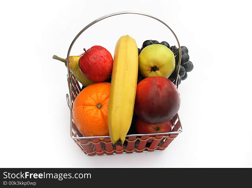 On a photo basket with fruit. On a photo basket with fruit