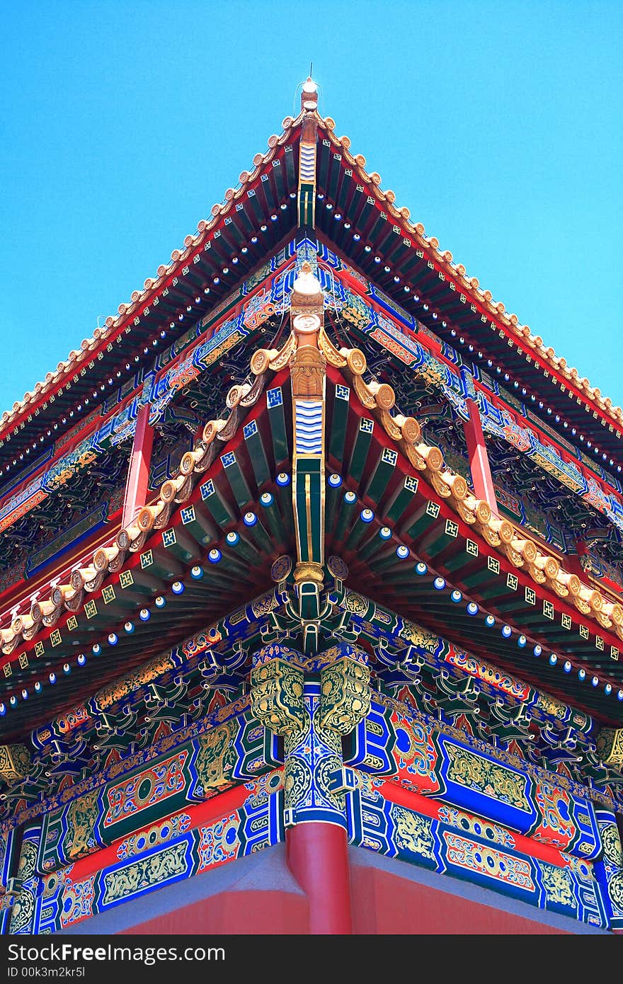 Detail of chinese wood temple