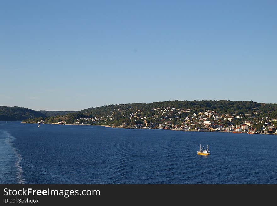 The village Drøbak seen from the Oslofjord