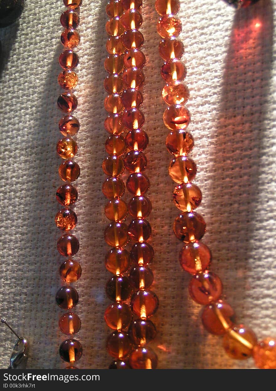 Beads on light in shop