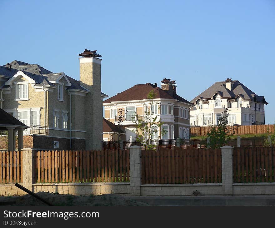 Newly erected building in village at suburb of city. Newly erected building in village at suburb of city