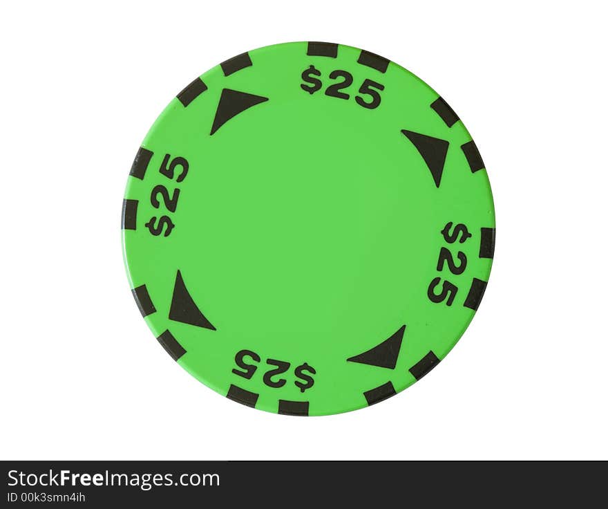 25 dollars casino chip with blank space in centre for your text