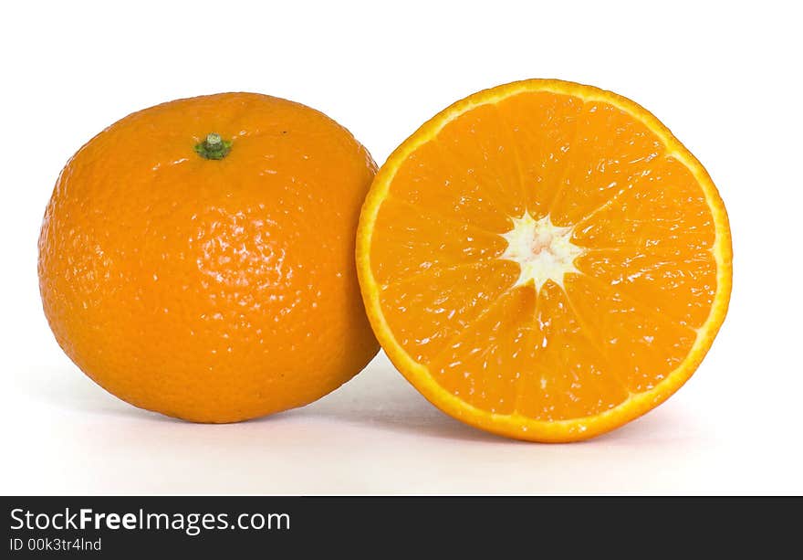 Close up of tangerines isolated on a white background