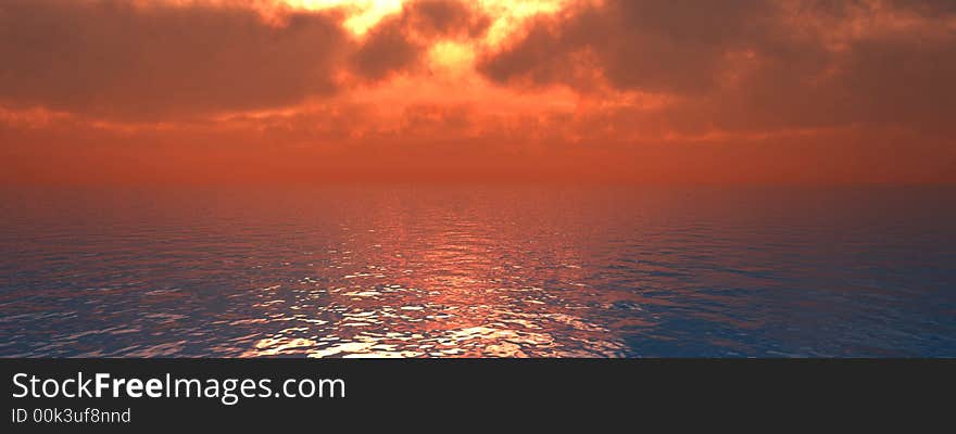 Beautiful sea and sky at sunset - digital artwork. Beautiful sea and sky at sunset - digital artwork