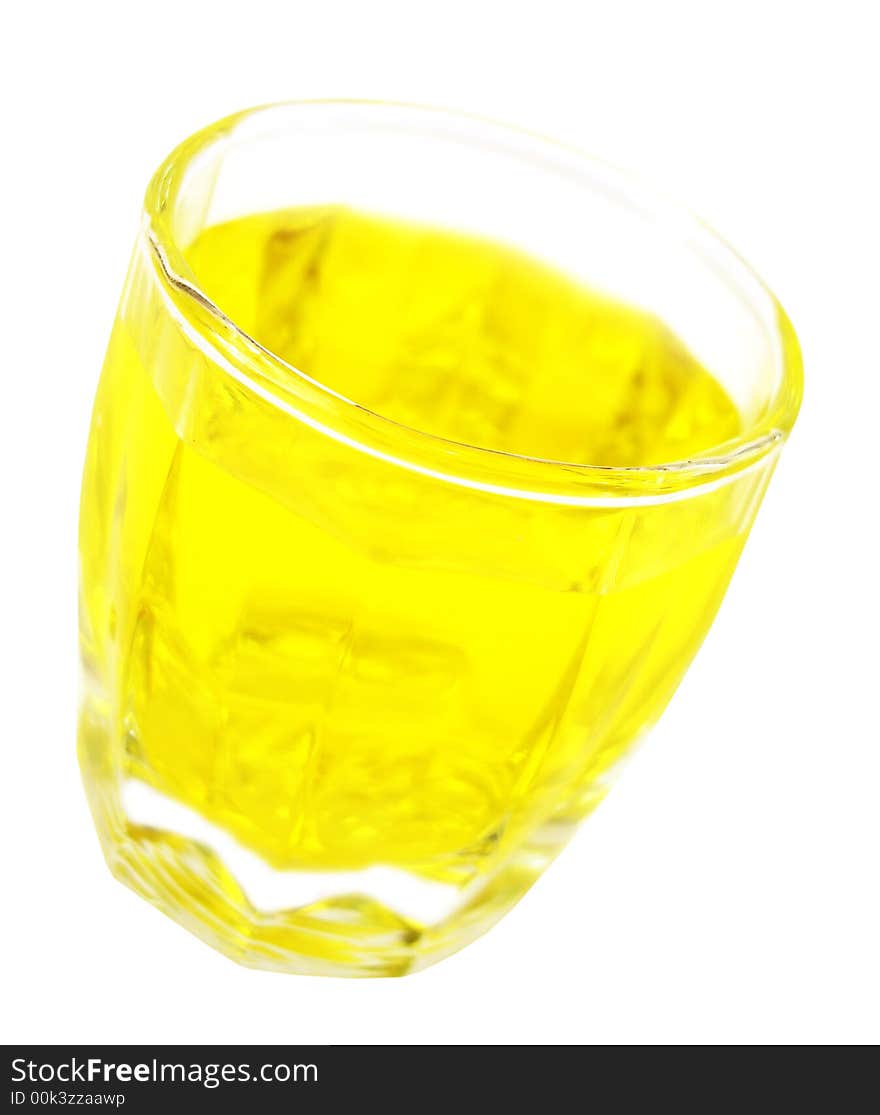 Glass with lemon water isolated on white background