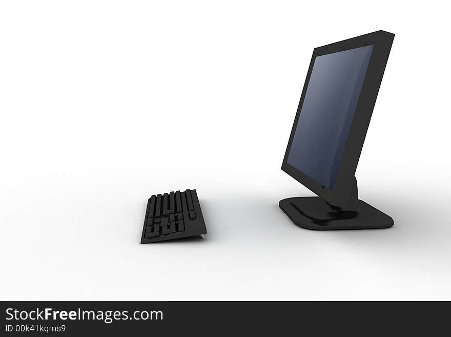 Black pc with gray shade isolated