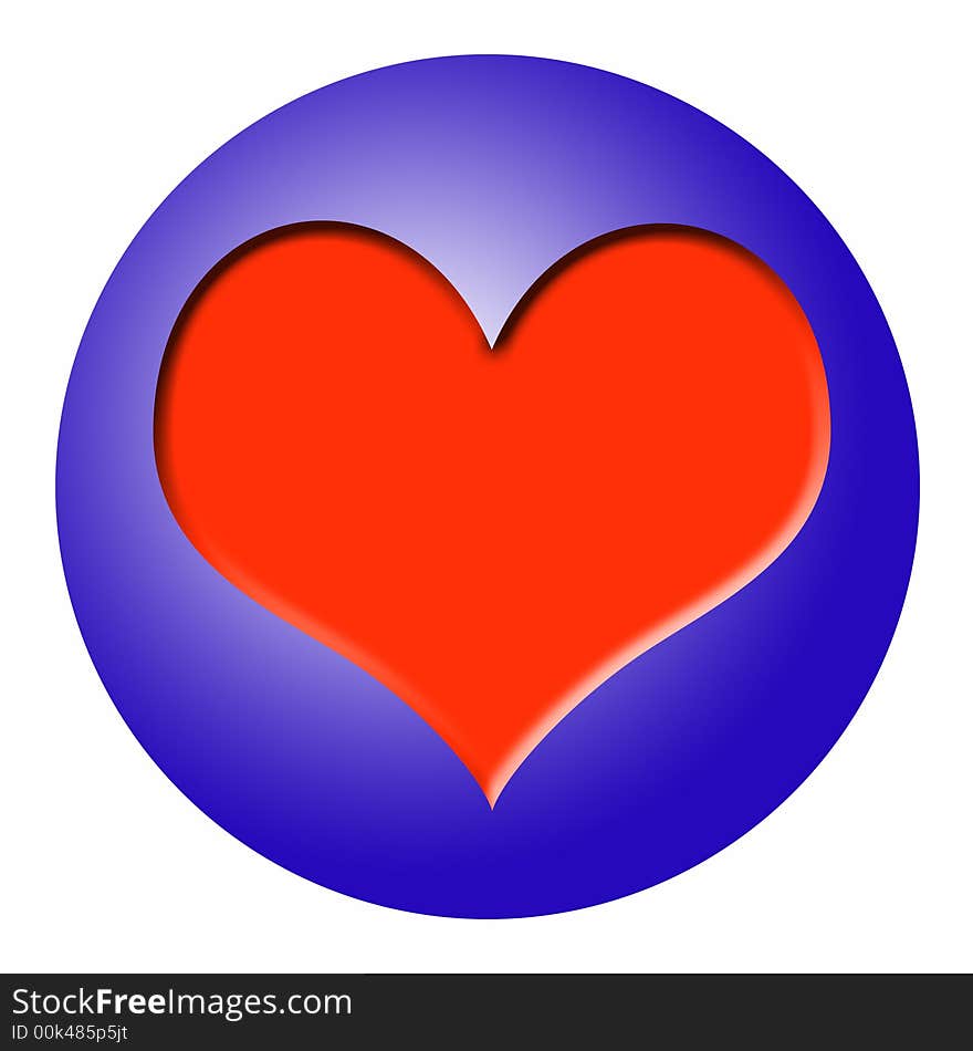 A blue ball with a red heart - to fill with text etc. A blue ball with a red heart - to fill with text etc.