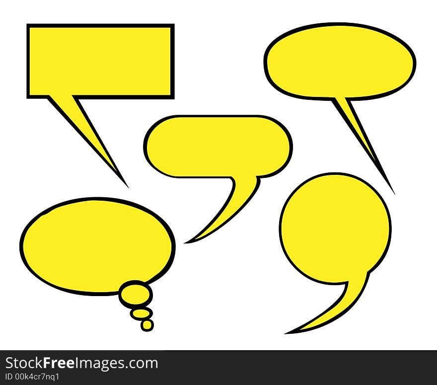 Different speech balloons on white background