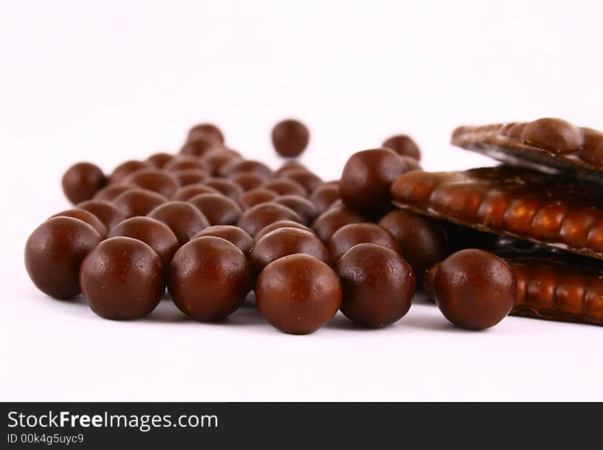 Chocolate Sweets Against White