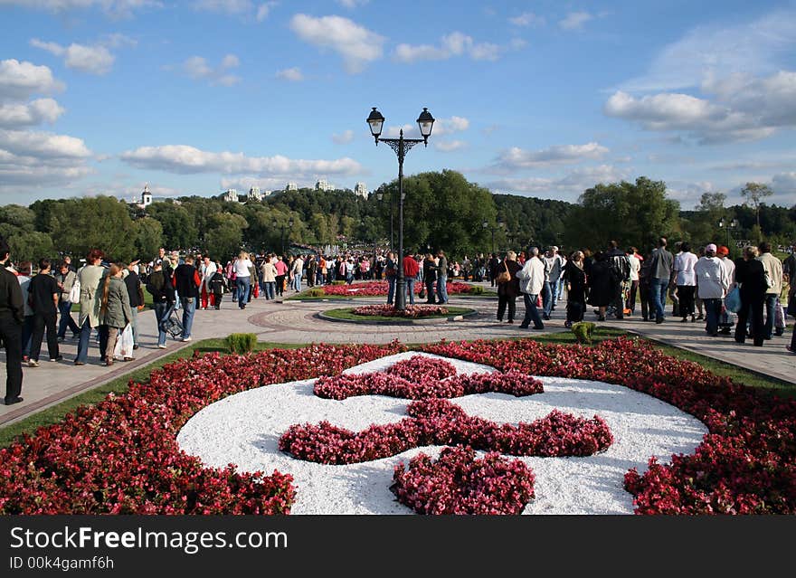 Lawn, grass-plot, Tsaritsyno, Moscow, Russia, people, summer. Lawn, grass-plot, Tsaritsyno, Moscow, Russia, people, summer