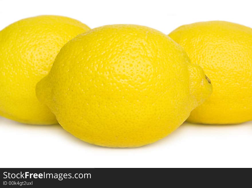 Close up of lemons isolated on a white background