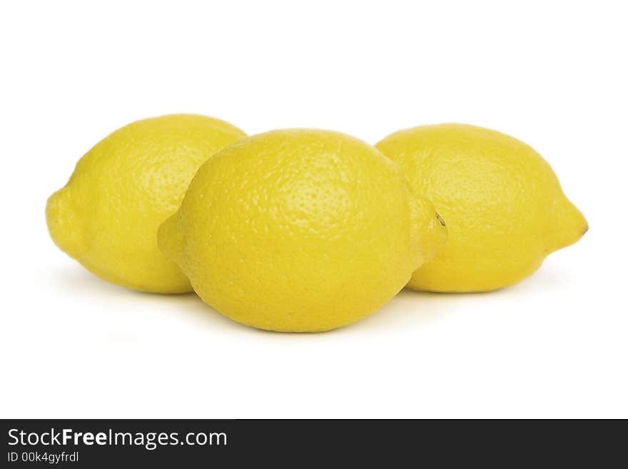 Close up of lemons isolated on a white background