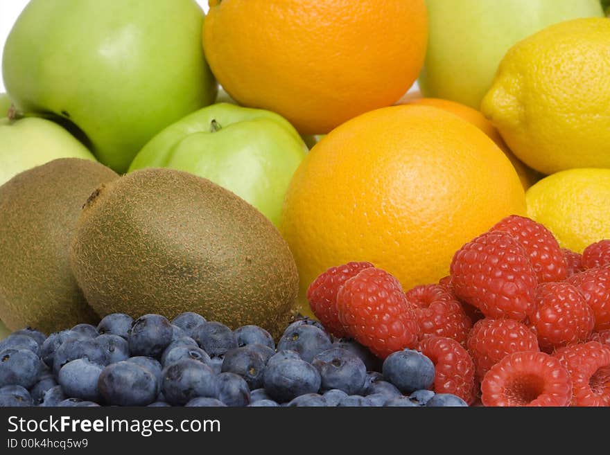 Composition of fruits isolated on a white background