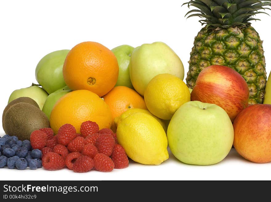 Composition of fruits isolated on a white background