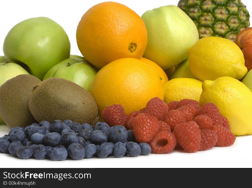 Composition of fruits isolated on a white background