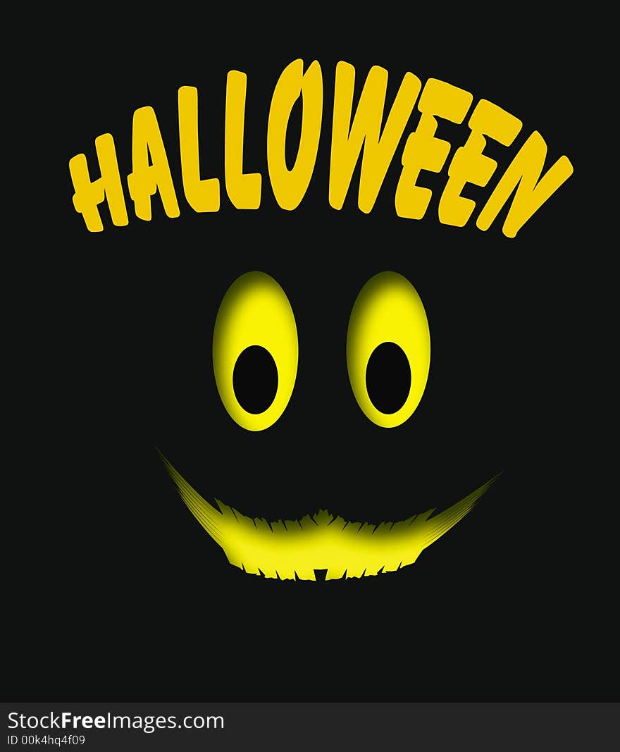 Halloween sign, spooky yellow eyes on   black background. Halloween sign, spooky yellow eyes on   black background