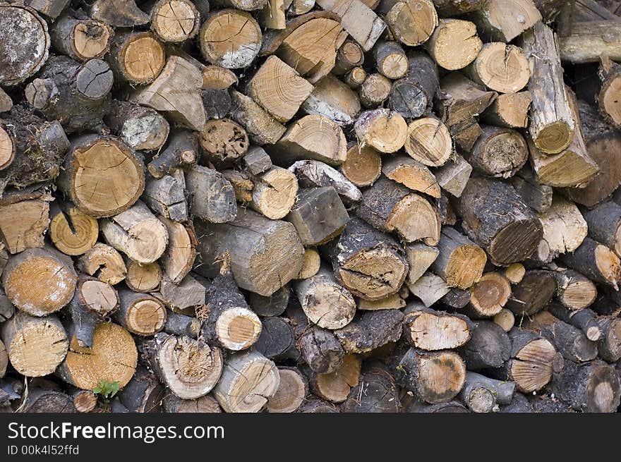 Stack of logs in lumber mill