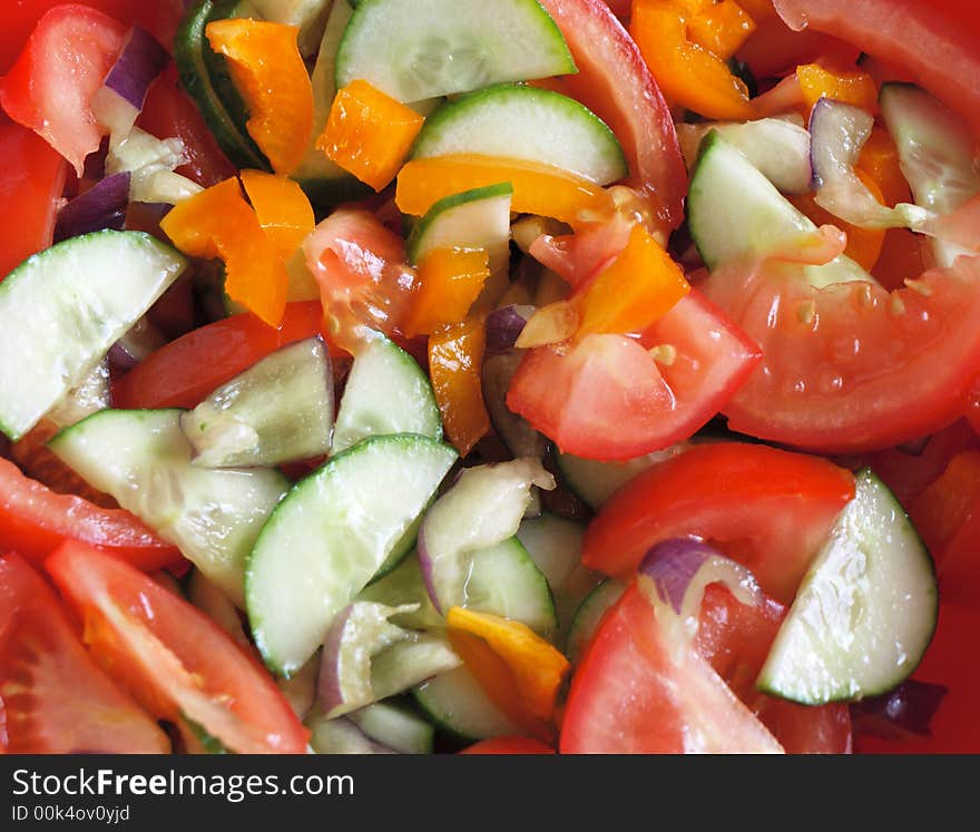 Close-up photo of fresh vegetarian salad