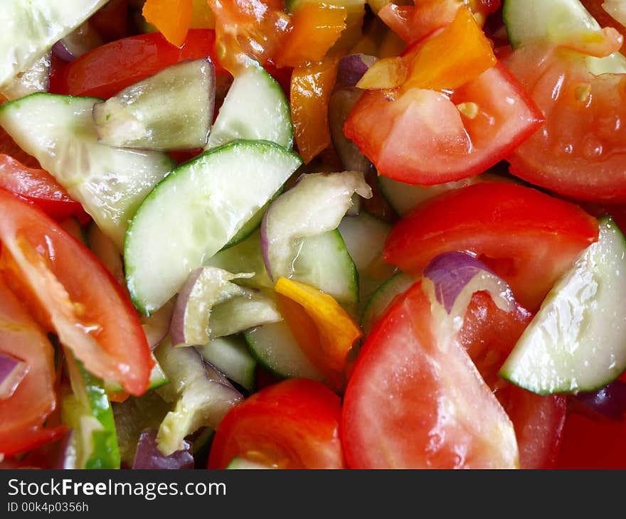 Close-up photo of fresh vegetarian salad