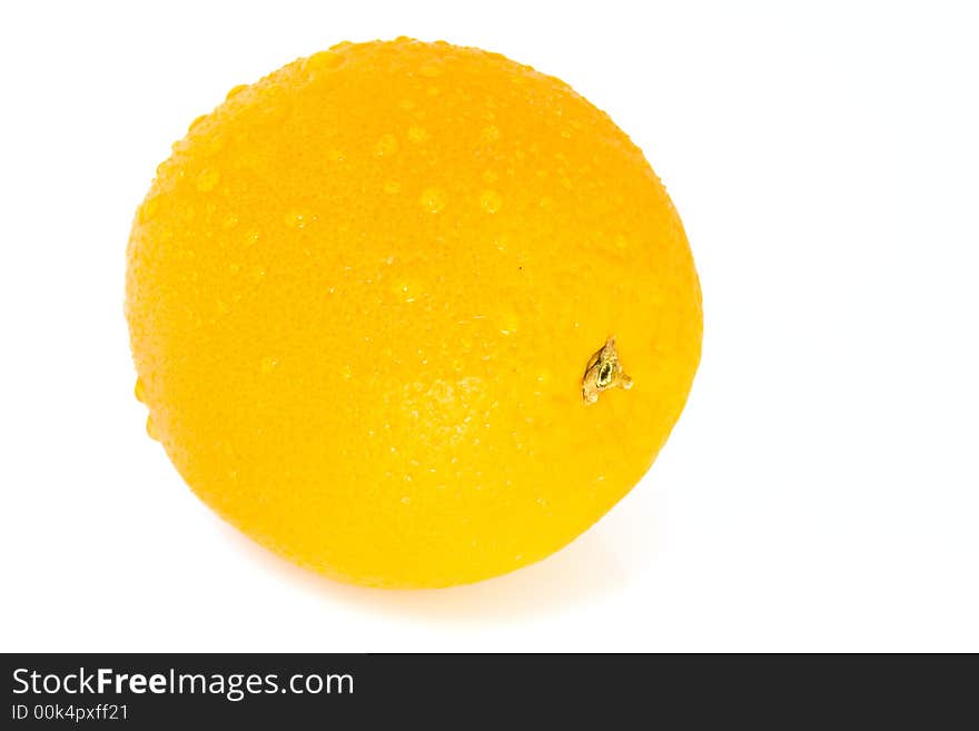 Orange with dropes isolated over white background