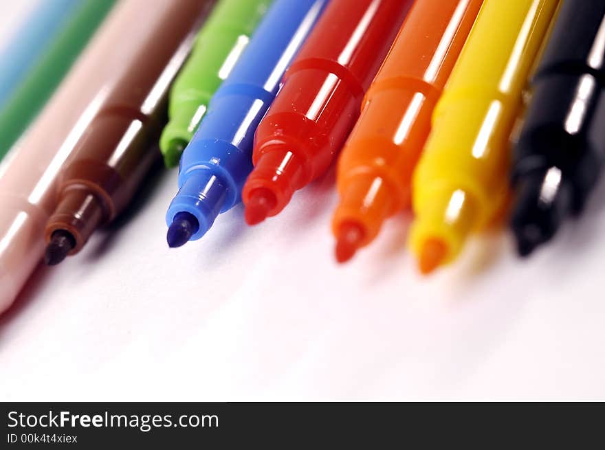 Pack of felt-tip pens isolated on white background