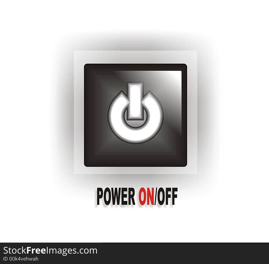 Cool Black Power ON/OFF Button surrounded with white background