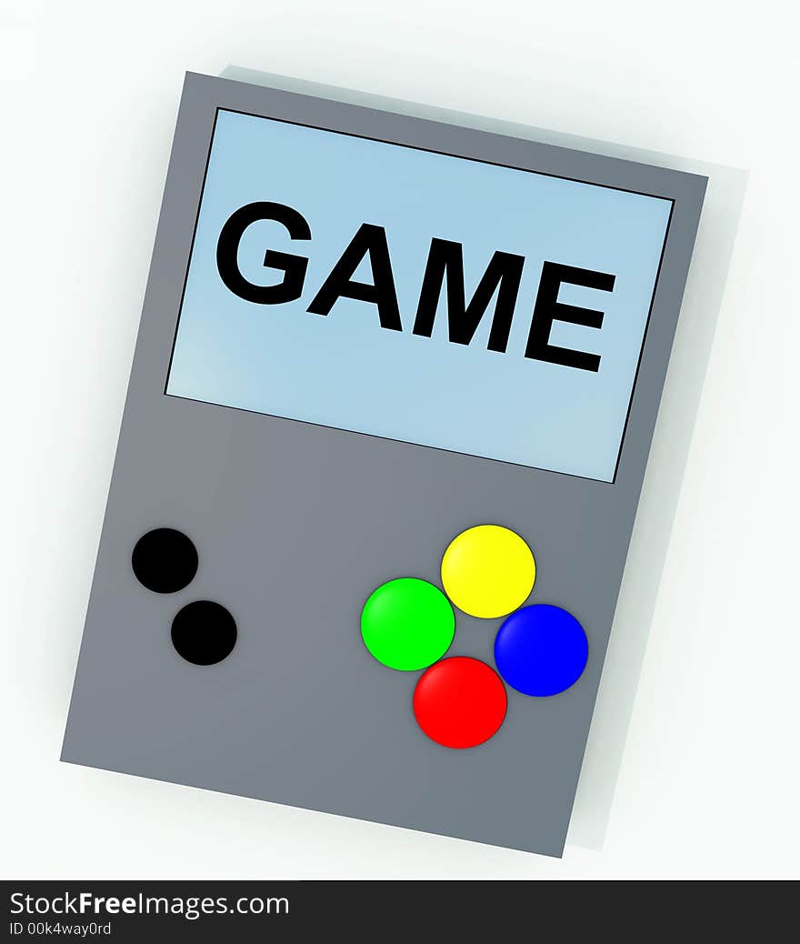 A computer created image of a hand held games machine. A computer created image of a hand held games machine.