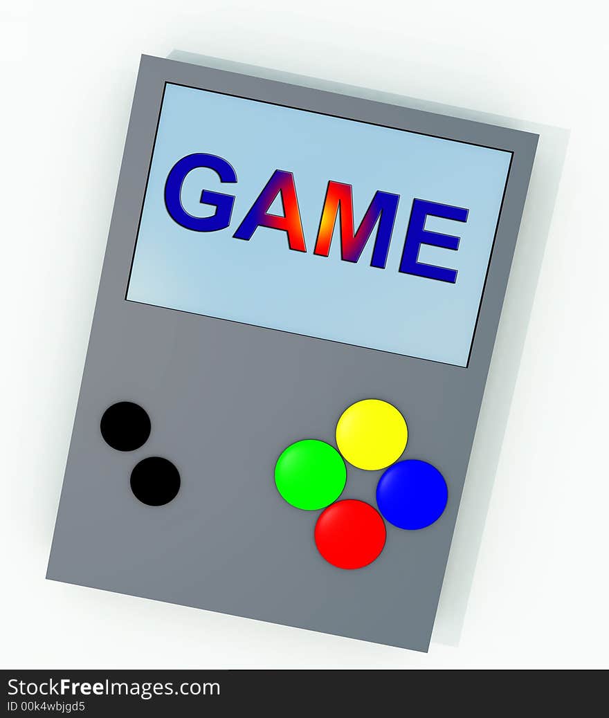 A computer created image of a hand held games machine. A computer created image of a hand held games machine.