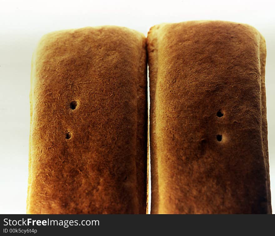 Fresh bread on a white background