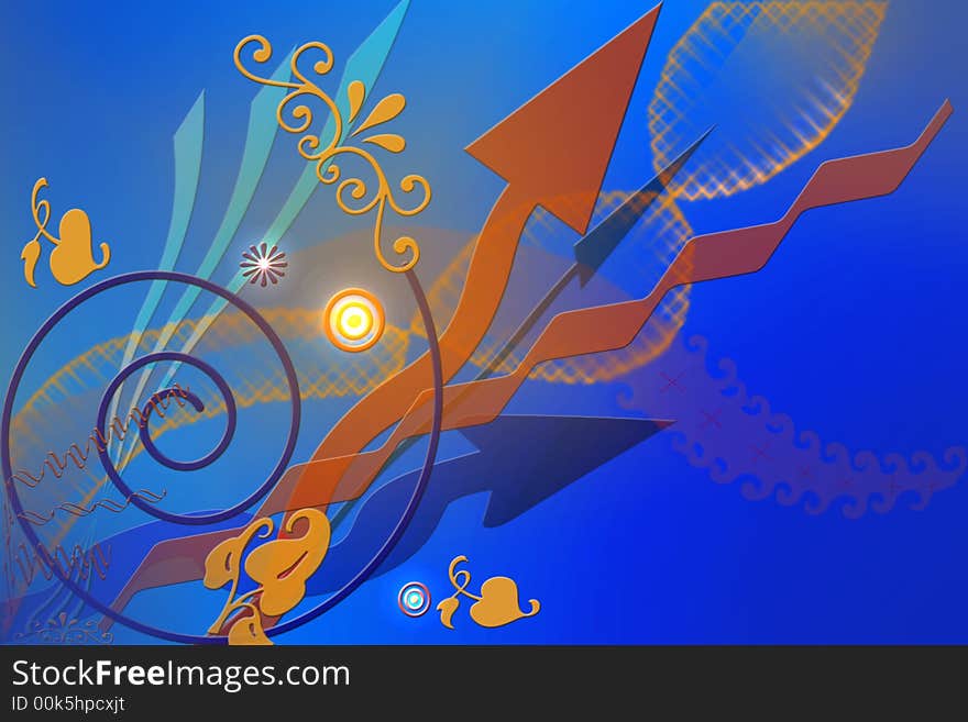 Abstract background illustration, generated, blue &orange. Abstract background illustration, generated, blue &orange