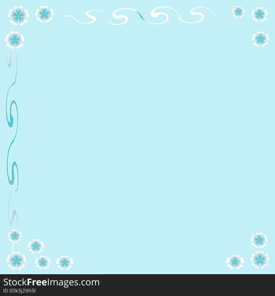 Note paper flowers and vines  frame on  blue background. Note paper flowers and vines  frame on  blue background