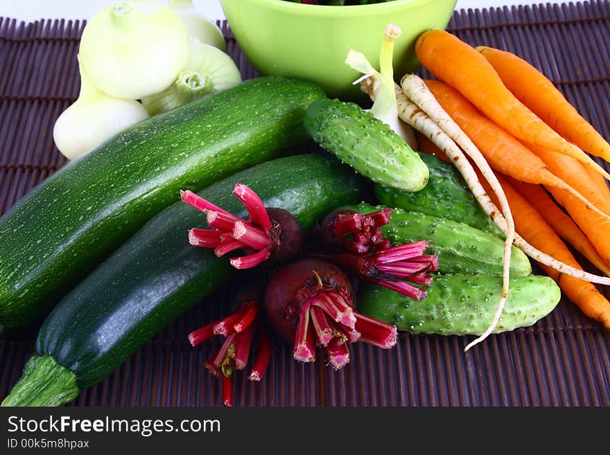 Different fresh tasty vegetables isolated on white background