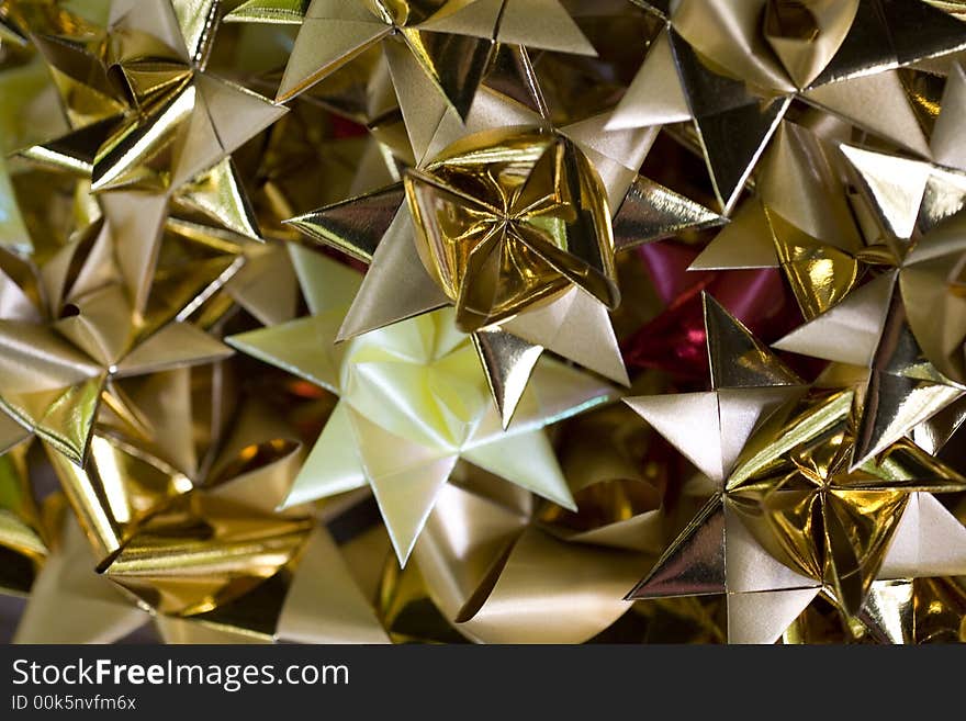 Abstract christmas gold yellow star bow bachground